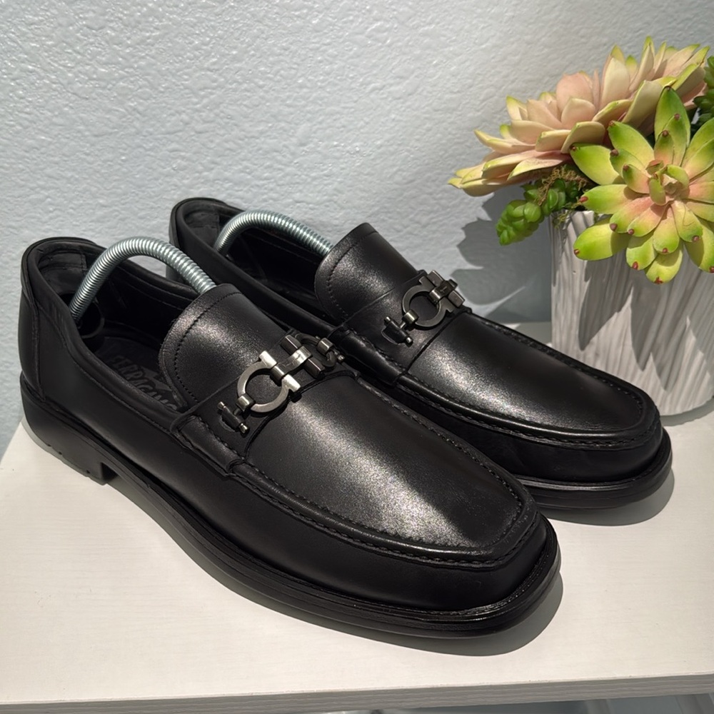 Salvatore Ferragamo Mens David Cancino Bit Loafers Shoes Black Leather Size 9.5 - Picture 4 of 15